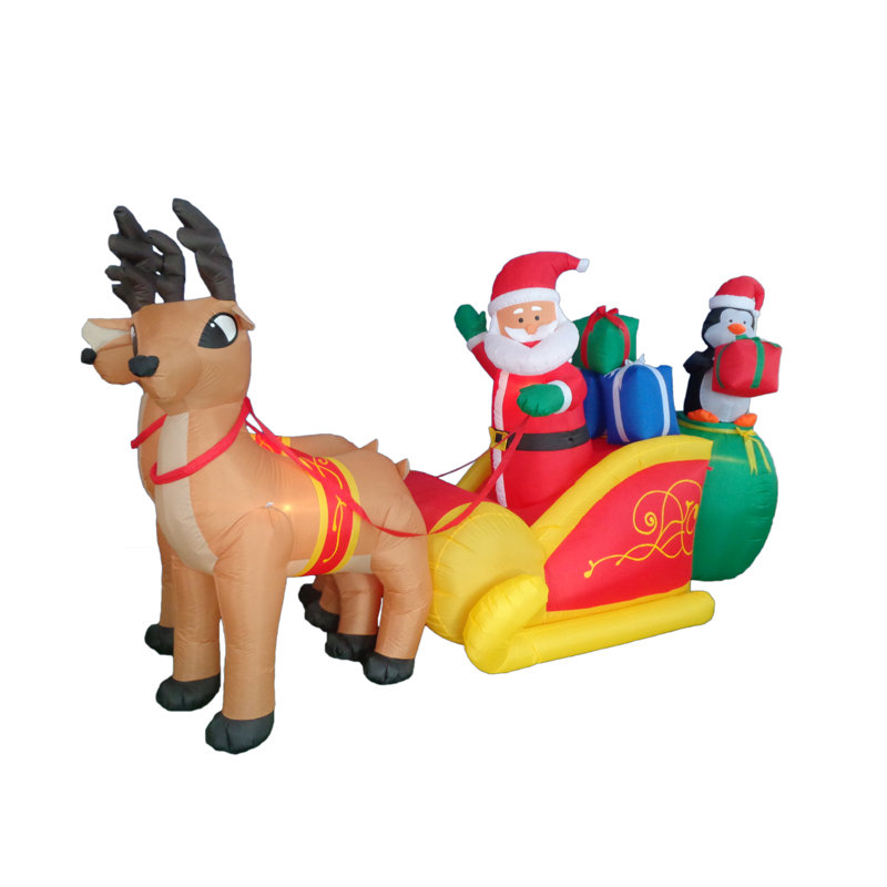 BZB Goods Christmas Inflatable Santa Claus with Reindeer Sleigh and